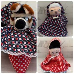 Vtg Little Red Riding Hood Topsy Turvy Doll with Wolf & Grandma 12" Plush